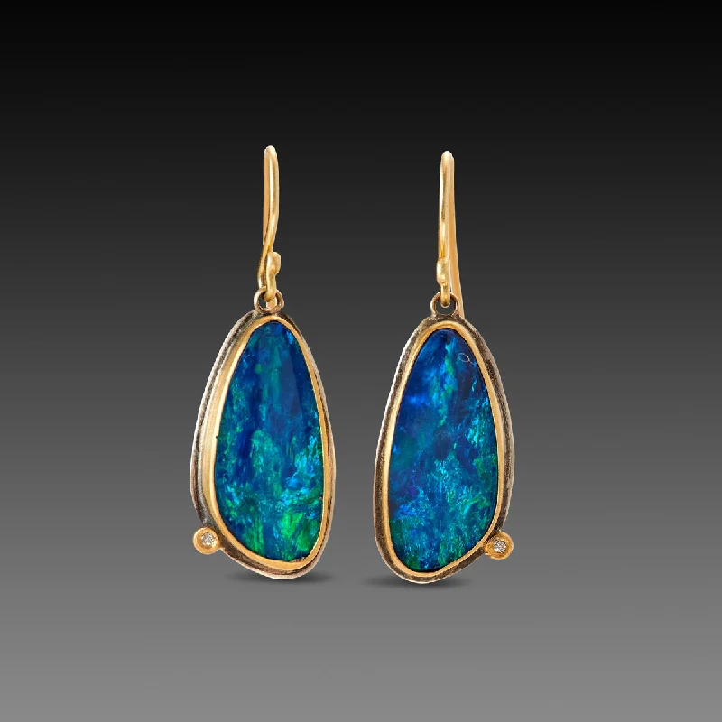 Ladies long earrings-Australian Opal Earrings