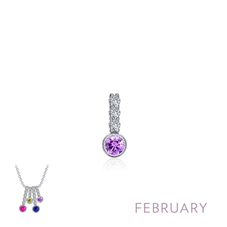 Ladies flower necklace-February Birthstone Love Pendant