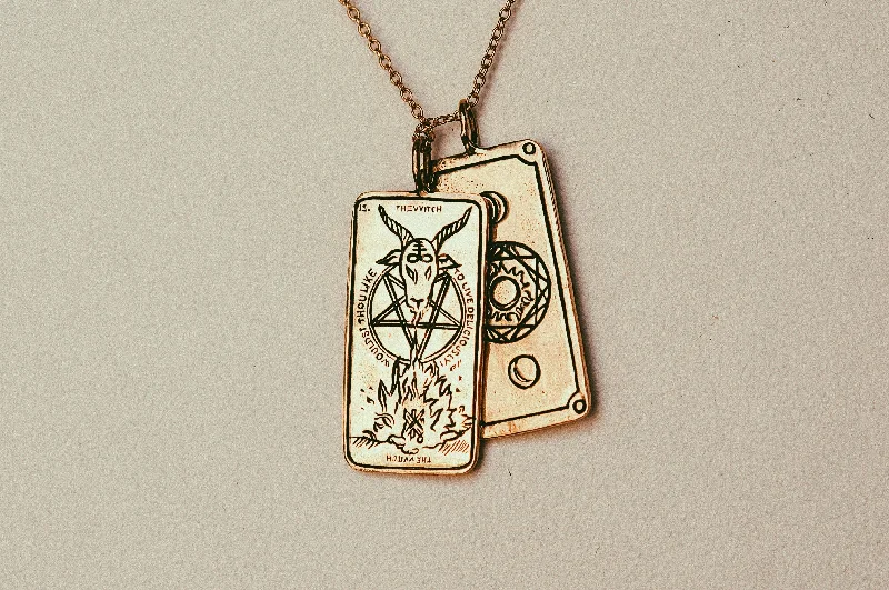 Ladies vintage necklace-The Witch Tarot Card Necklace - Ready-to-ship