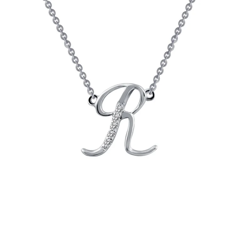 Ladies adjustable gold necklace-Letter R Pendant Necklace