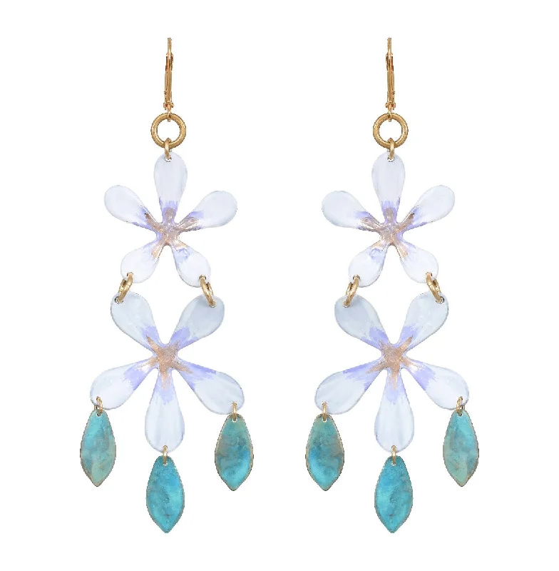 Ladies gold earrings with gemstones-Fringed Night Blossom Earrings