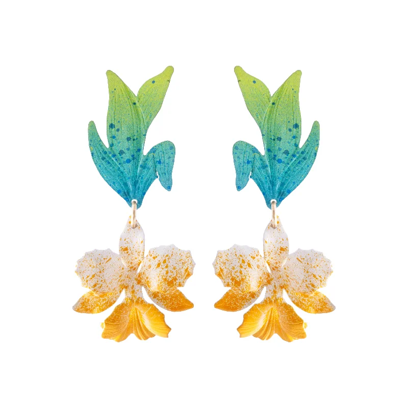 Ladies boho earrings-La'akea Orchid Earrings