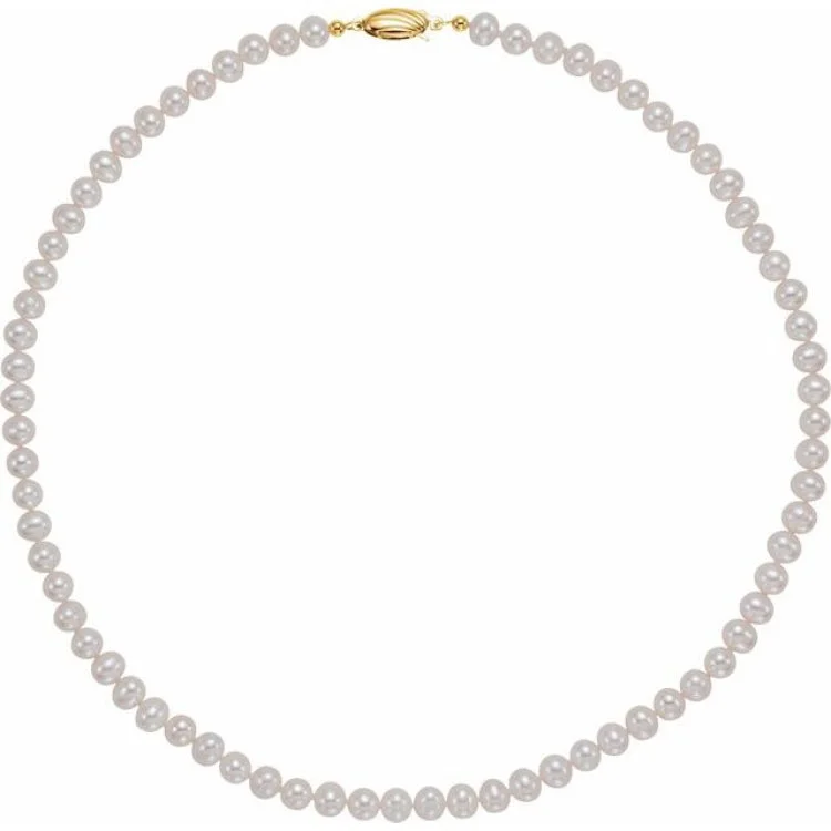 Ladies matching necklace set-14K Yellow Panache® Cultured White Freshwater Pearl 18" Necklace