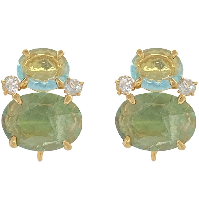 Ladies classic stud earrings-Fluorite Topaz