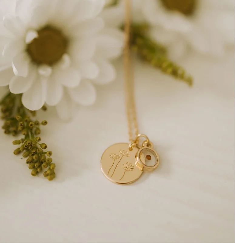 Ladies zodiac necklace-Buttercup Necklace with Mustard Seed