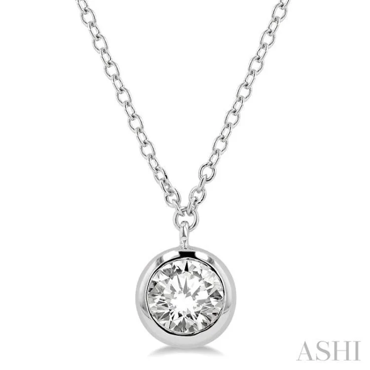 Ladies ruby necklace-1/2 ctw Round Cut Diamond Necklace in 14K White Gold