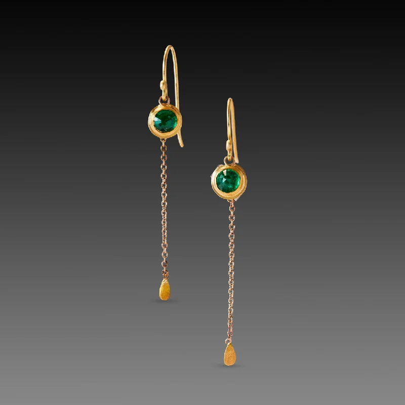 Ladies adjustable earrings-Emerald Chain Drop Earrings