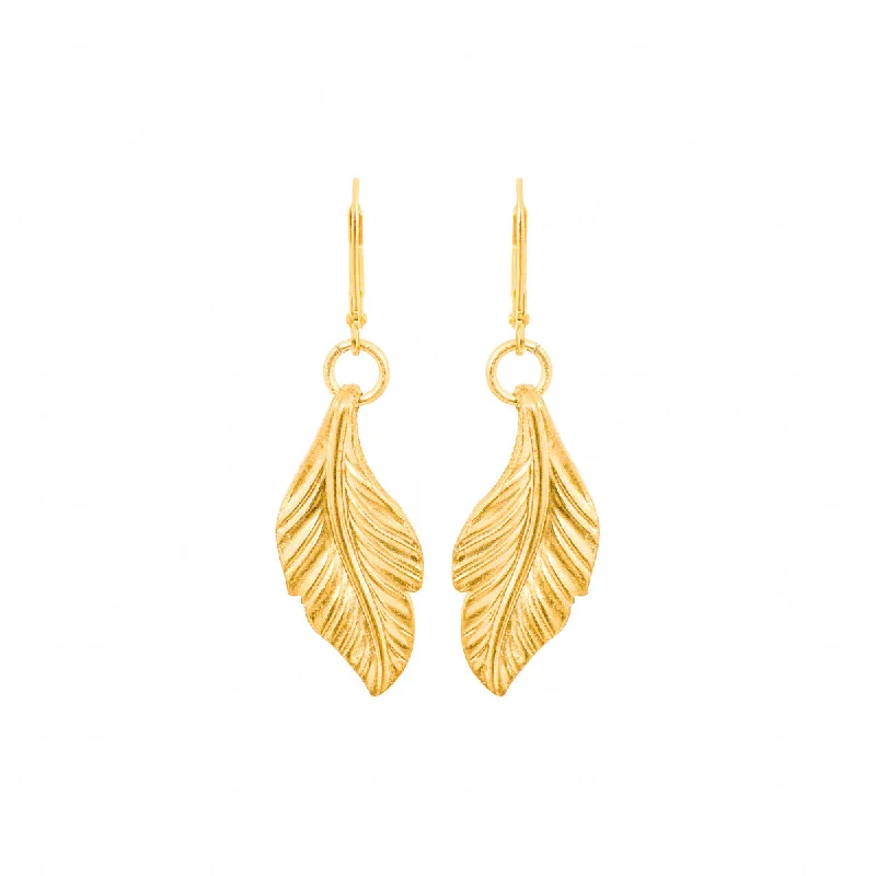 Ladies small hoop earrings-Single Plume Earrings