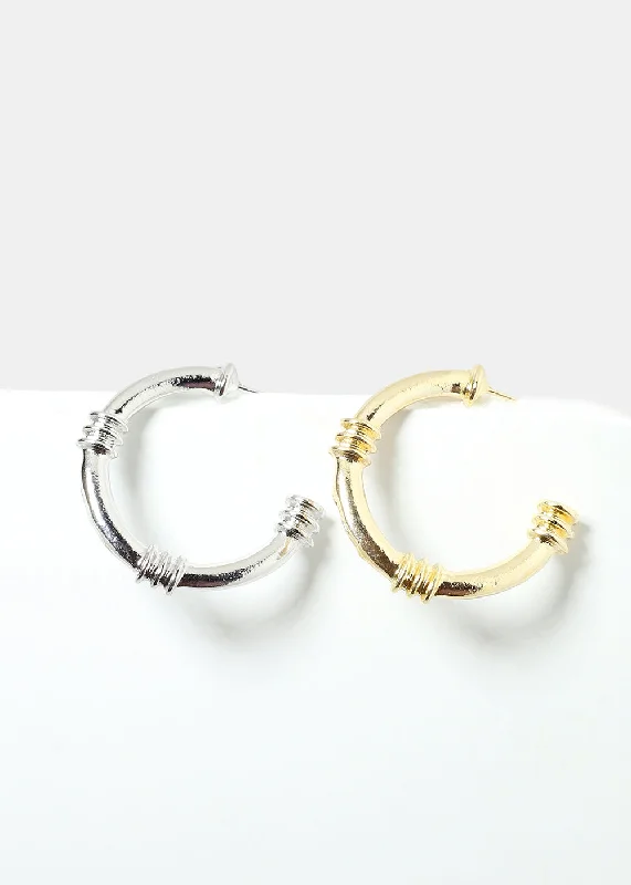 Ladies sterling silver hoop earrings-Open Hoop Earrings