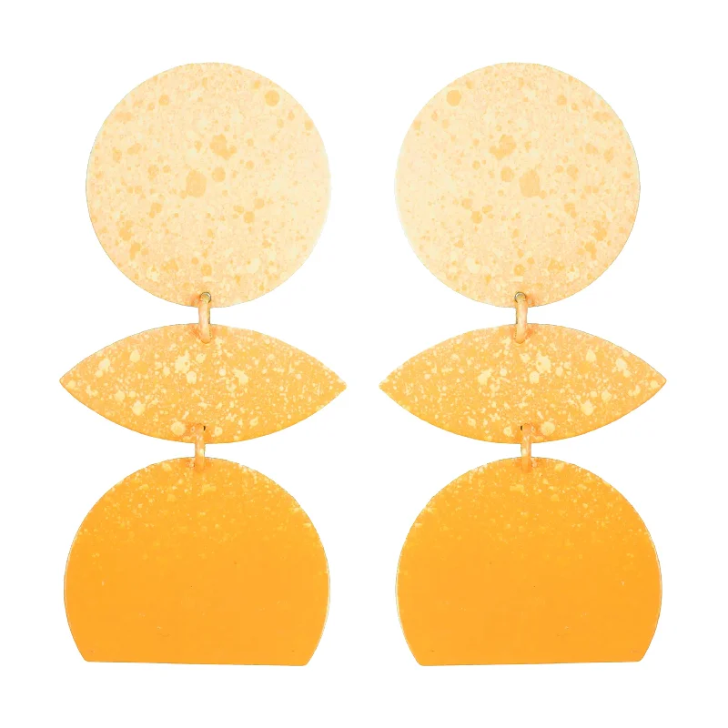 Ladies vintage-inspired earrings-Yellow Oberoi Earrings