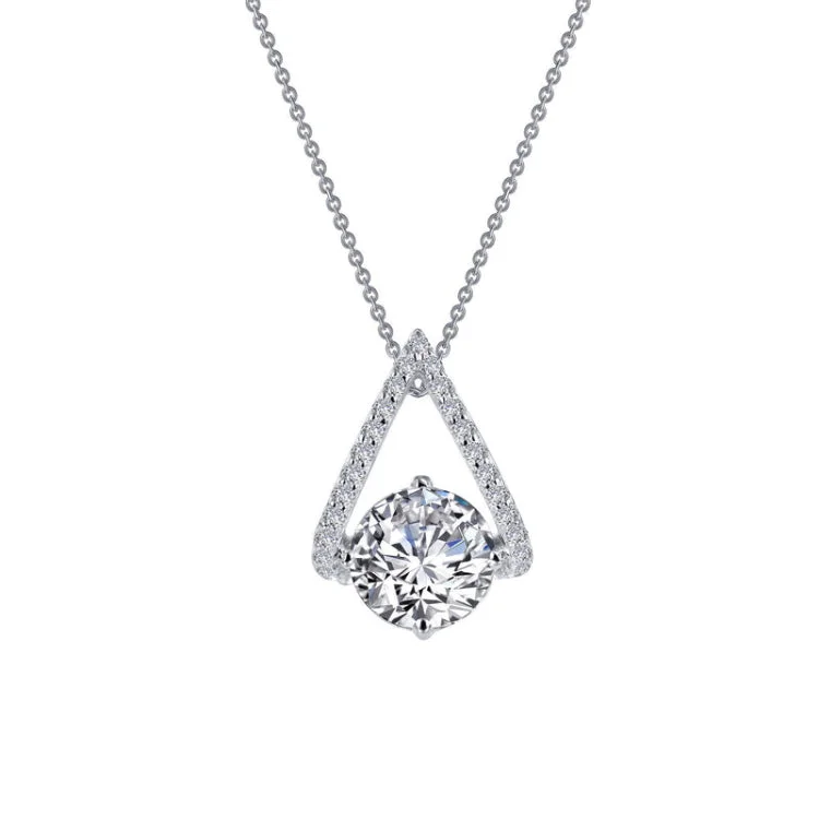 Ladies diamond heart necklace-Trapeze Solitaire Pendant Necklace