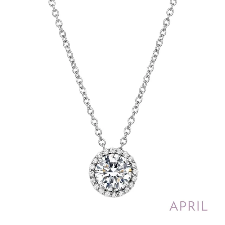 Ladies diamond pendant necklace-April Birthstone Necklace