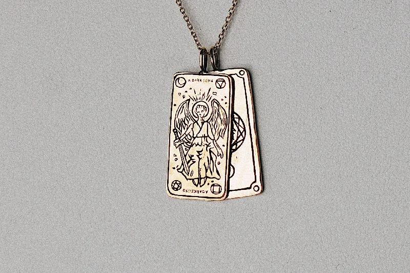 Ladies classic necklace-A Dark Song Tarot Card Necklace - Ready-to-ship