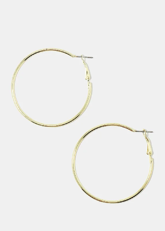 Ladies chic earrings-Gold Hoop Earrings