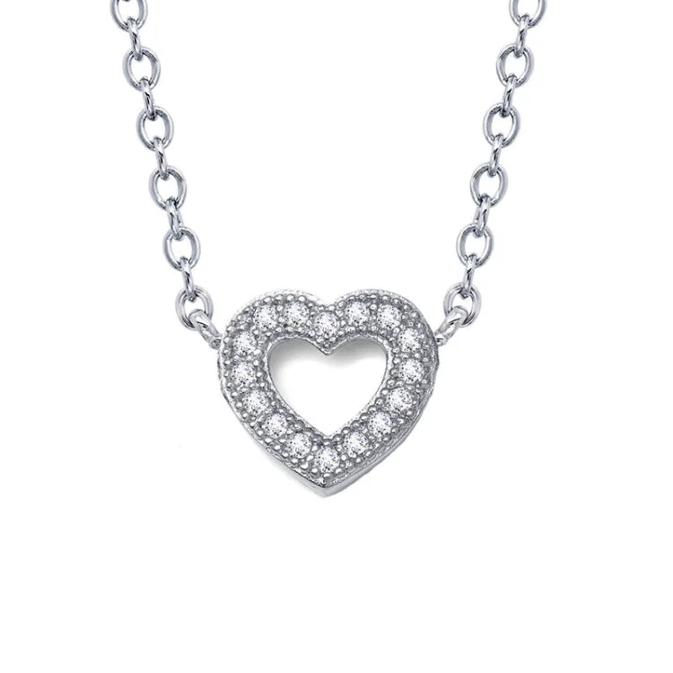 Ladies initial necklace-0.18 CTW Open Heart Necklace