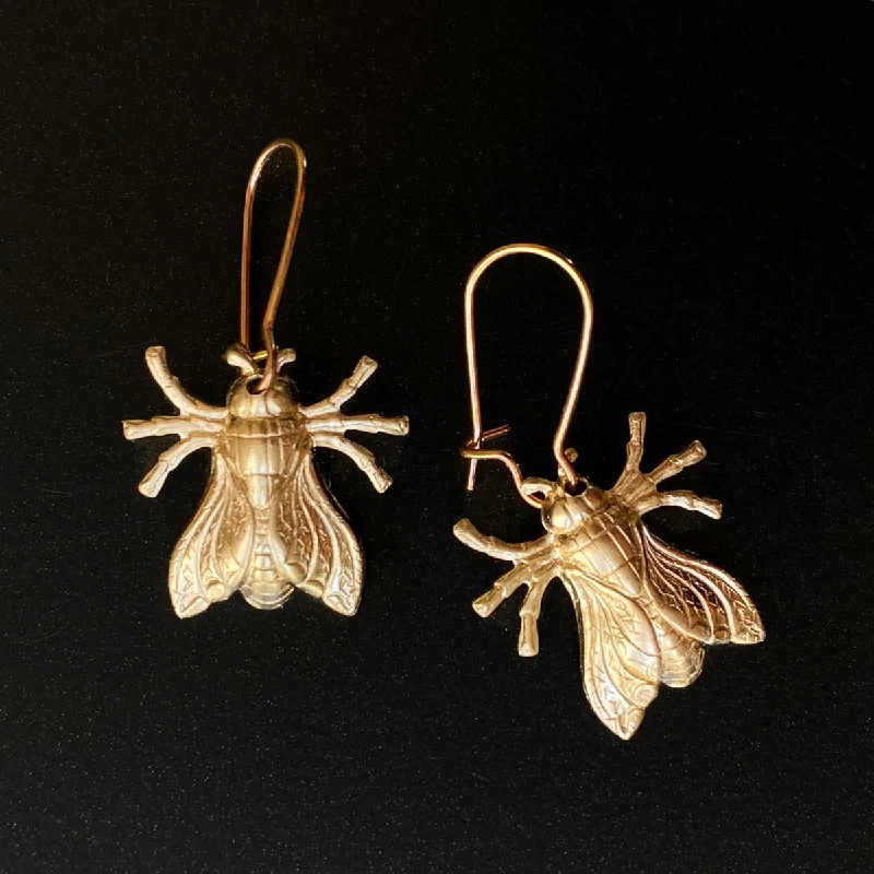 Ladies birthstone earrings-Gold Fly Earrings