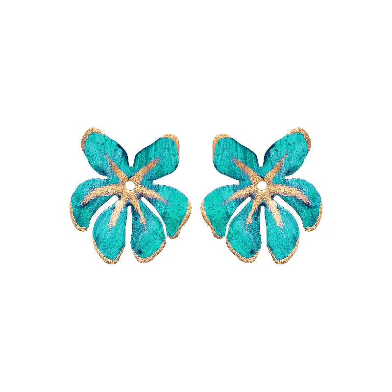 Ladies bridal earrings-Mini Teal Tahiti Earrings