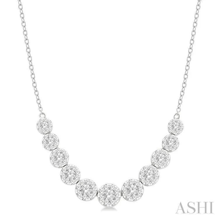 Ladies designer necklace-1 1/2 Ctw Round Cut Lovebright Diamond Necklace in 14K White Gold