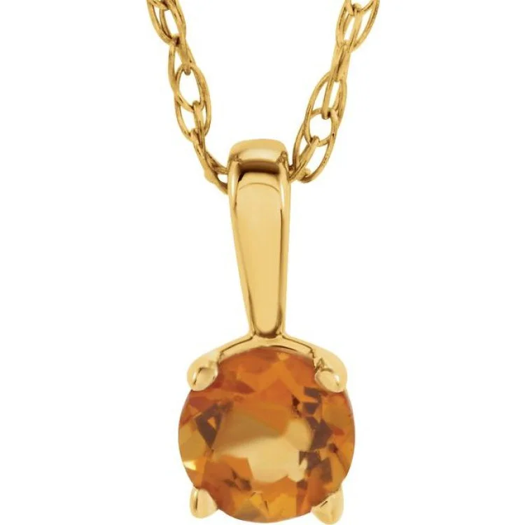 Ladies layered necklace-14K Yellow 3 mm Imitation Citrine Youth Solitaire 14" Necklace