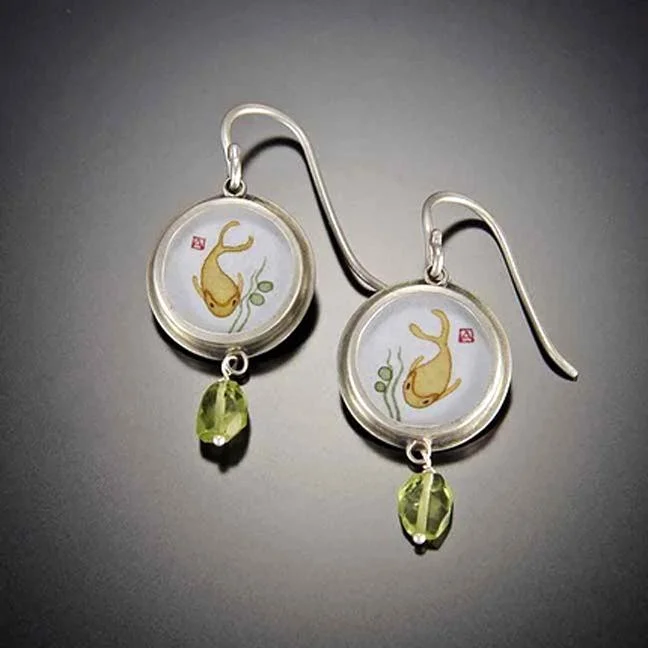 Ladies butterfly earrings-Koi Earrings with Peridot