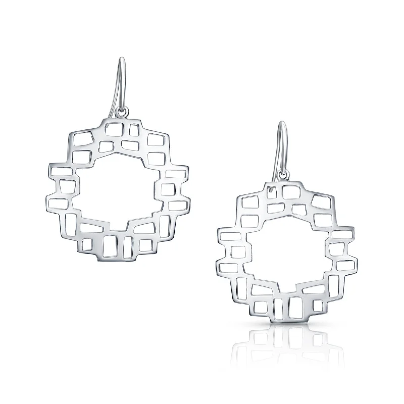 Ladies geometric earrings-Open Round Ventana Earrings