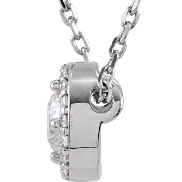 Ladies modern necklace-Platinum 1/5 CTW Natural Diamond Halo-Style 16" Necklace