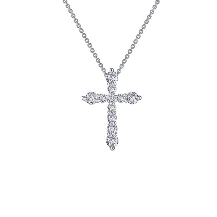 Ladies simple gold necklace-0.67 CTW Cross Pendant Necklace