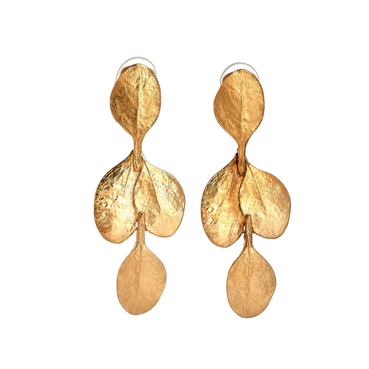 Ladies gemstone earrings-Golden Leaf Drop Clip