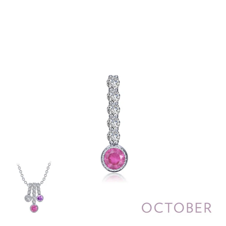 Ladies multi-chain necklace-October Birthstone Love Pendant