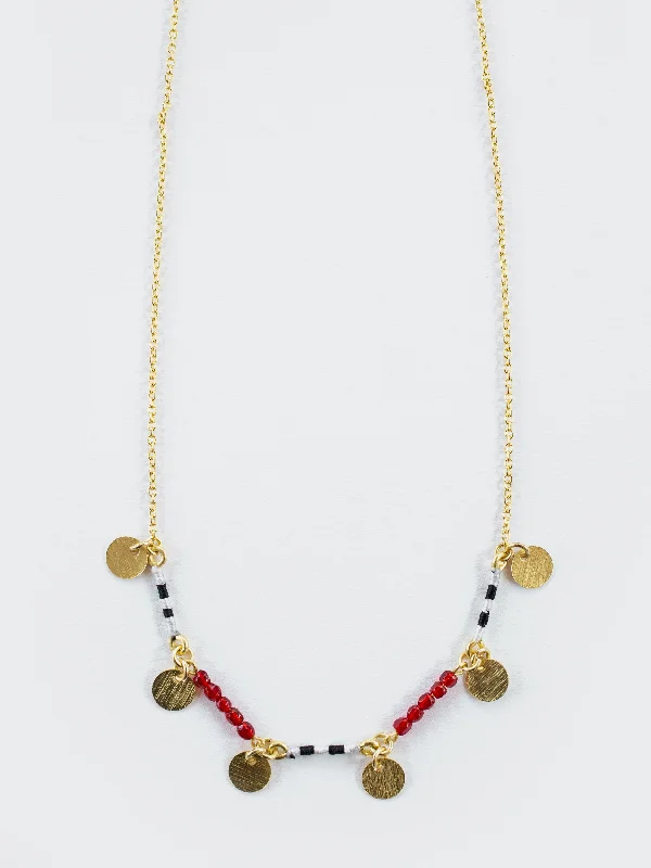 Ladies layered gold necklace-Ember Necklace - Ruby