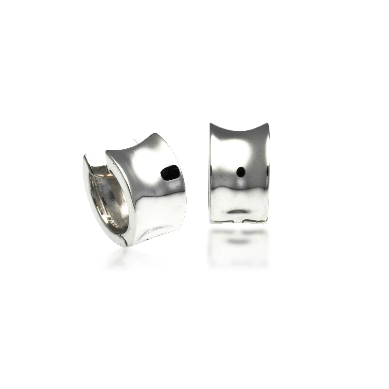 Ladies fashion earrings-Concave Huggie Hoop Earring