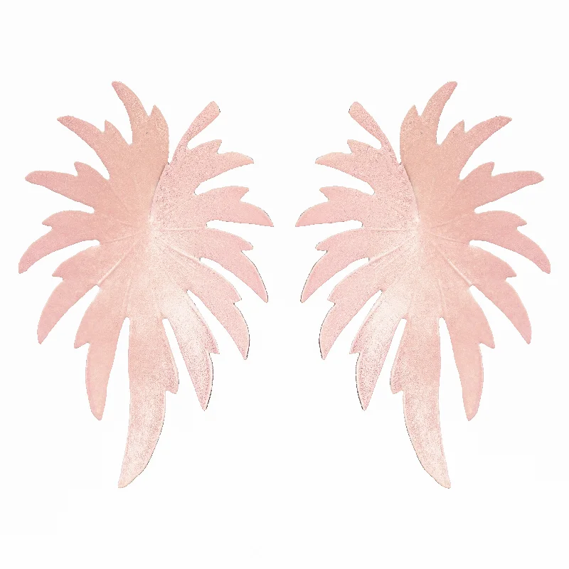 Ladies round stud earrings-Blush Palm Earrings