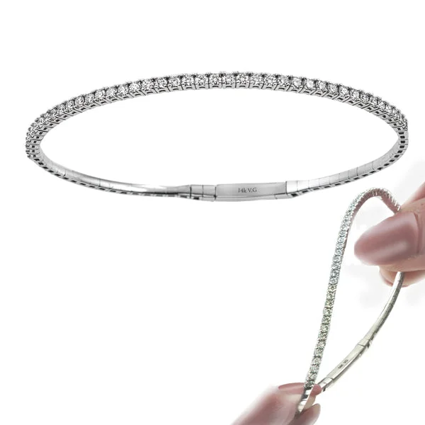 14K WHITE GOLD LAB GROWN DIAMOND  FLEXIBLE BANGLE