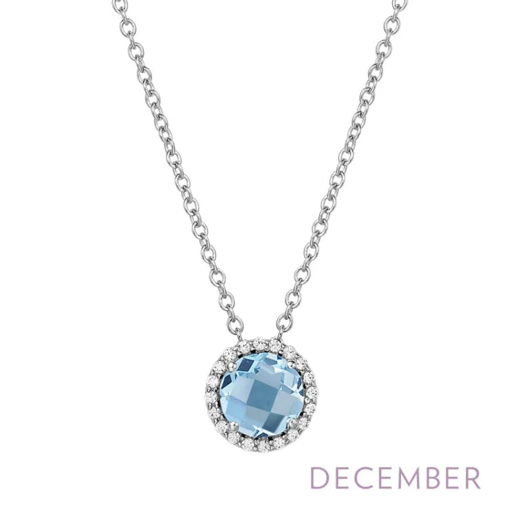 Ladies luxury diamond necklace-December Birthstone Necklace