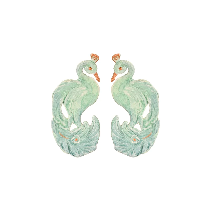 Ladies dainty stud earrings-Jade Peacock Earrings