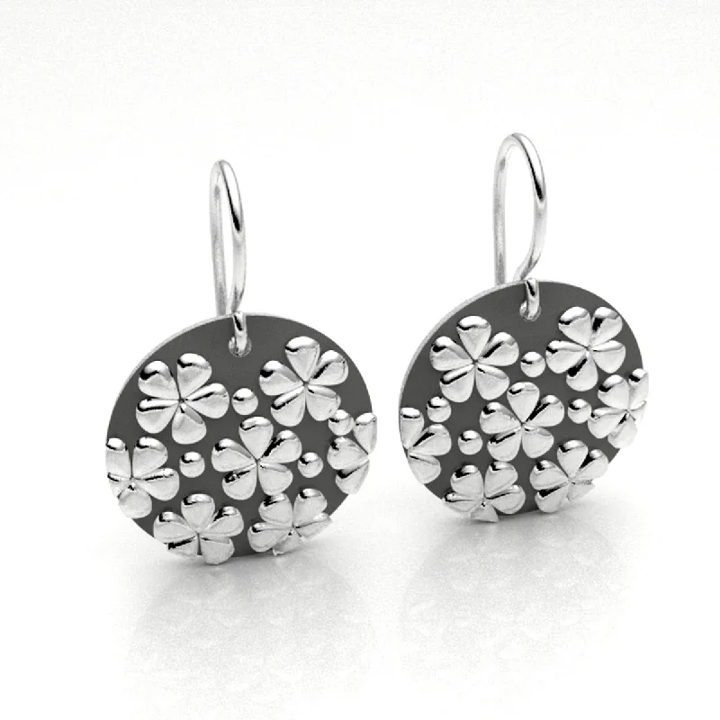 Ladies hoop earrings-Small Flower Disc Earrings