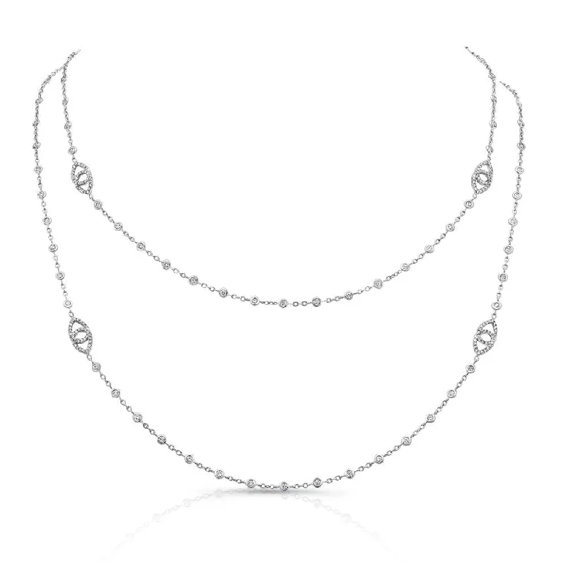 Ladies diamond heart necklace-Uneek Cascade Collection Yard Chain Necklace