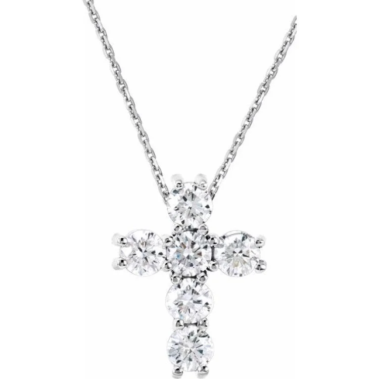 Ladies diamond heart necklace-14K White 1/3 CTW Natural Diamond Cross 18" Necklace