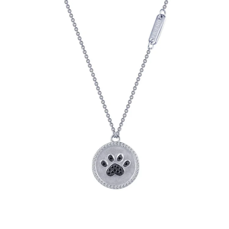 Ladies zodiac pendant necklace-Paw Print Disc Necklace