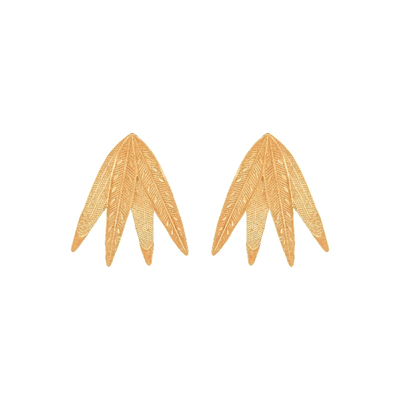 Ladies silver-plated earrings-Gold Little Manoa Earrings