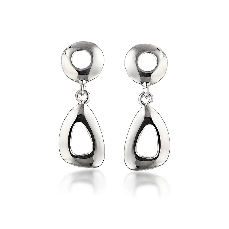 Ladies white gold earrings-Triangular Drop Earrings