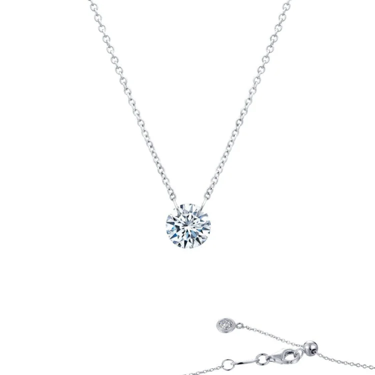 Ladies silver necklace-Frameless Solitaire Necklace