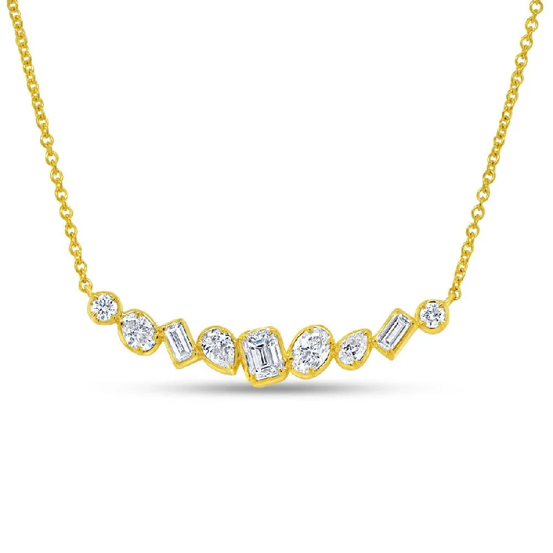 Ladies gemstone-studded necklace-Uneek Alexandria Collection Bar Necklace