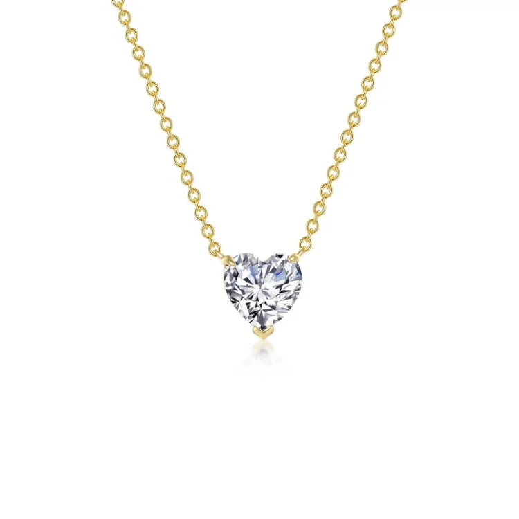 Ladies double-layer necklace-Heart Solitaire Necklace