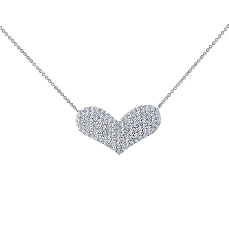 Ladies sterling silver necklace-1.21 CTW Heart Necklace