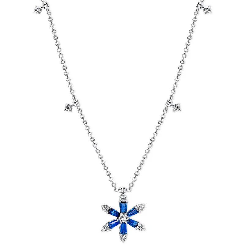 Ladies statement necklace-Uneek Precious Collection Baguette Blue Sapphire Drop Necklace