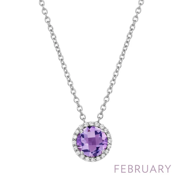 Ladies sterling silver pendant necklace-February Birthstone Necklace