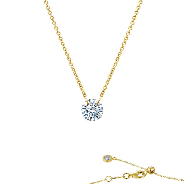 Ladies simple gold necklace-Frameless Solitaire Necklace