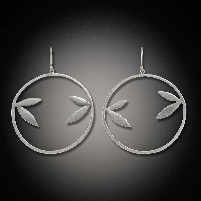 Ladies diamond earrings-Leaf Hoop Earrings