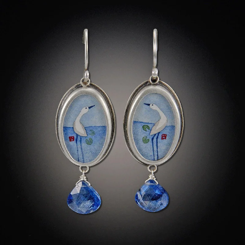 Ladies adjustable earrings-Oval Crane Earrings